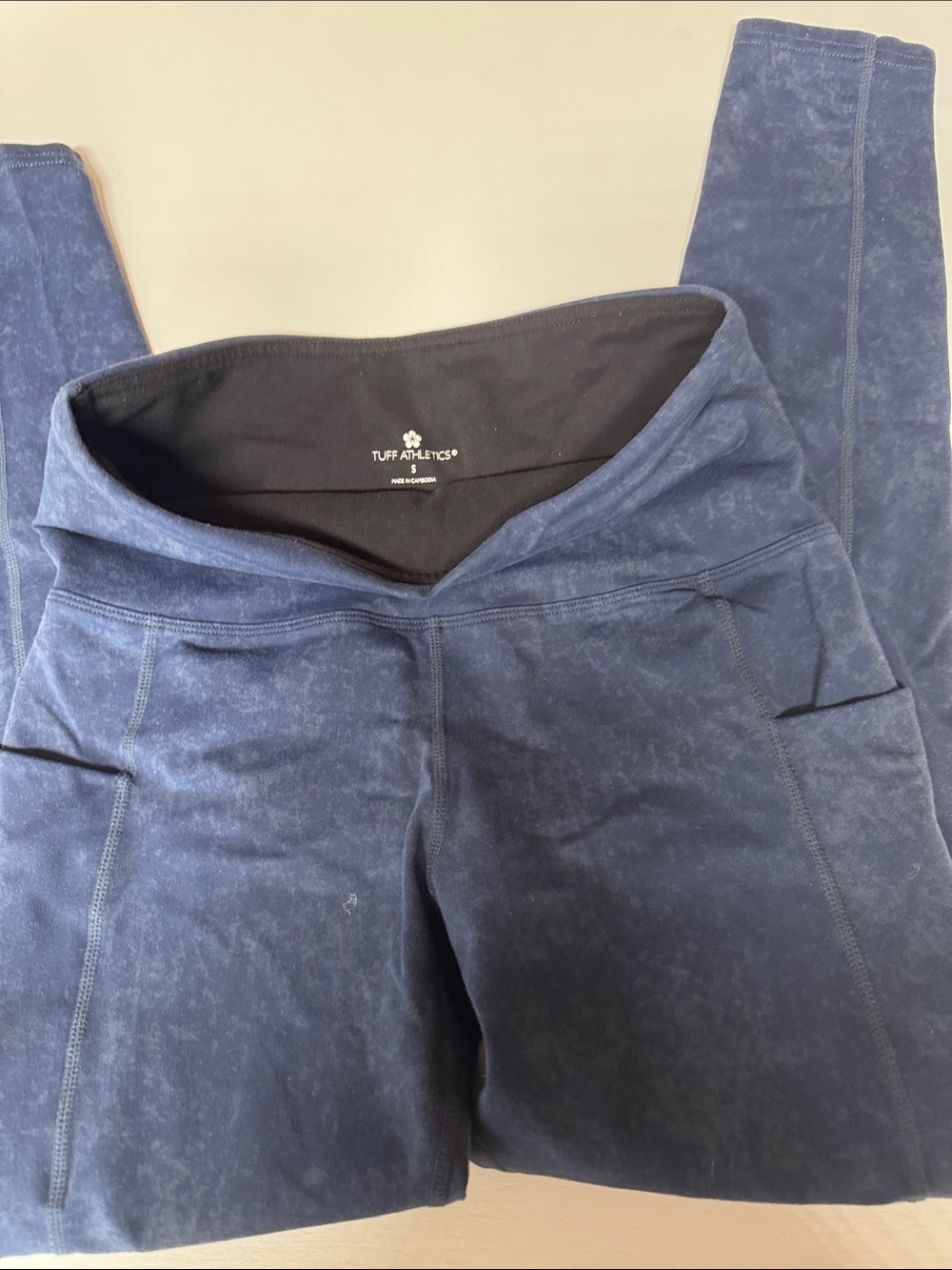 Tuff Athletics Blue High-Waist Leggings with Pockets